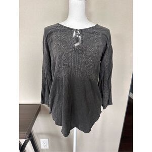 Lucky Brand Gray Tie Front blouse small